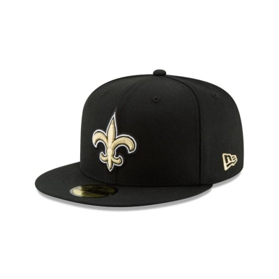 Black New Orleans Saints Hat - New Era NFL 59FIFTY Fitted Caps USA4390817